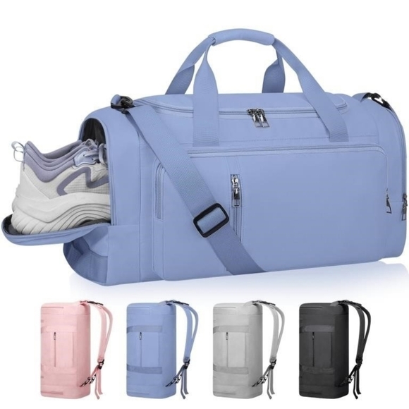 Handbags - New 40L Carry On Travel Duffel Bag w Shoe Compartment & Luggage Sleeve - Blue